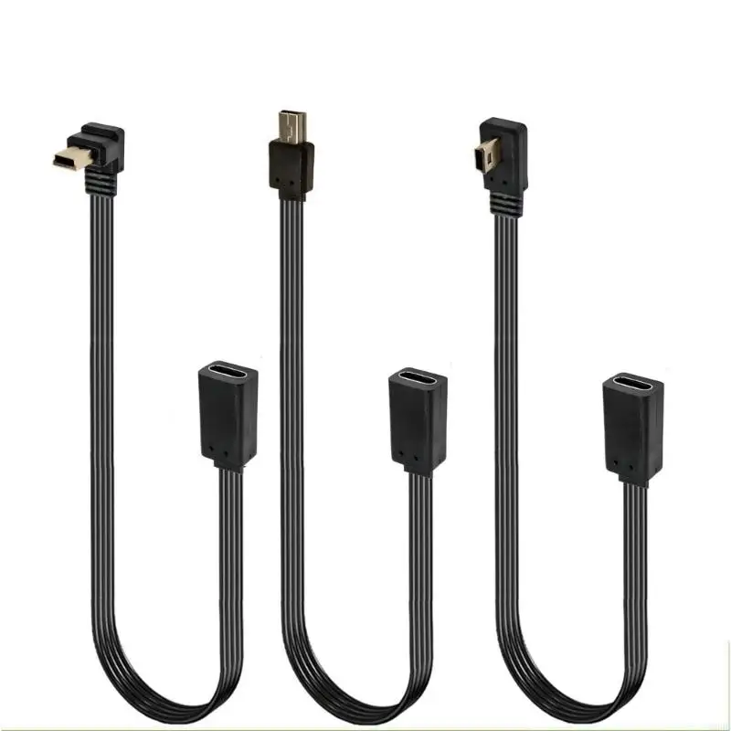 كابل موصل شحن البيانات بزاوية يمنى 90 درجة USB من النوع C أنثى إلى USB صغير ذكر للهواتف والأجهزة اللوحية والكاميرات