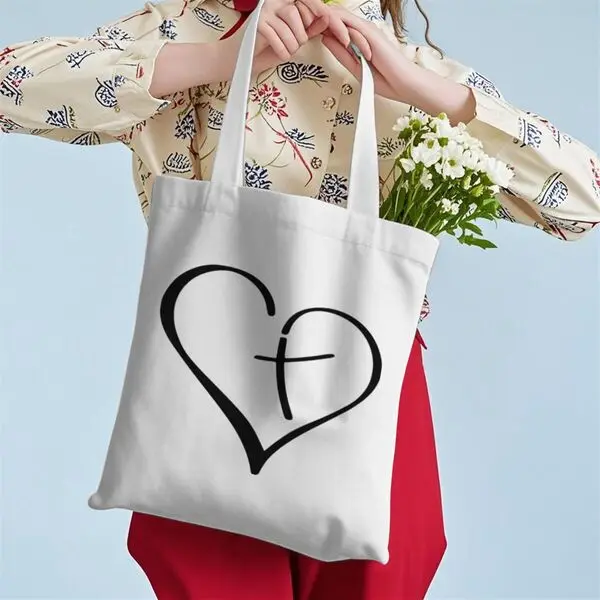 

Винтажная сумка-тоут с сердечками: модный подарок на День святого Валентина для нее, сумка-шоппер