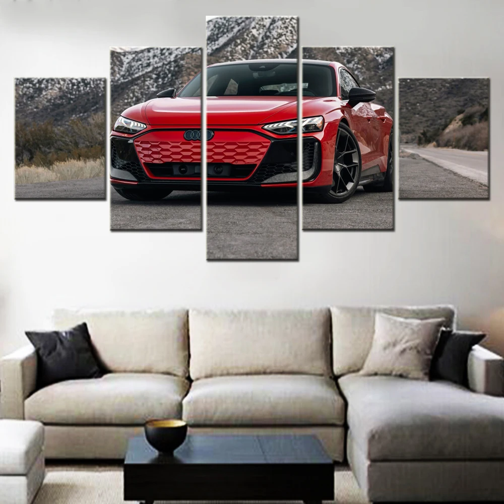 5 Pieces Canvas Wall Arts Poster Painting Cars Audi Performance 2025 Wallpaper Home Decor Picture Printing For Interior Artwork