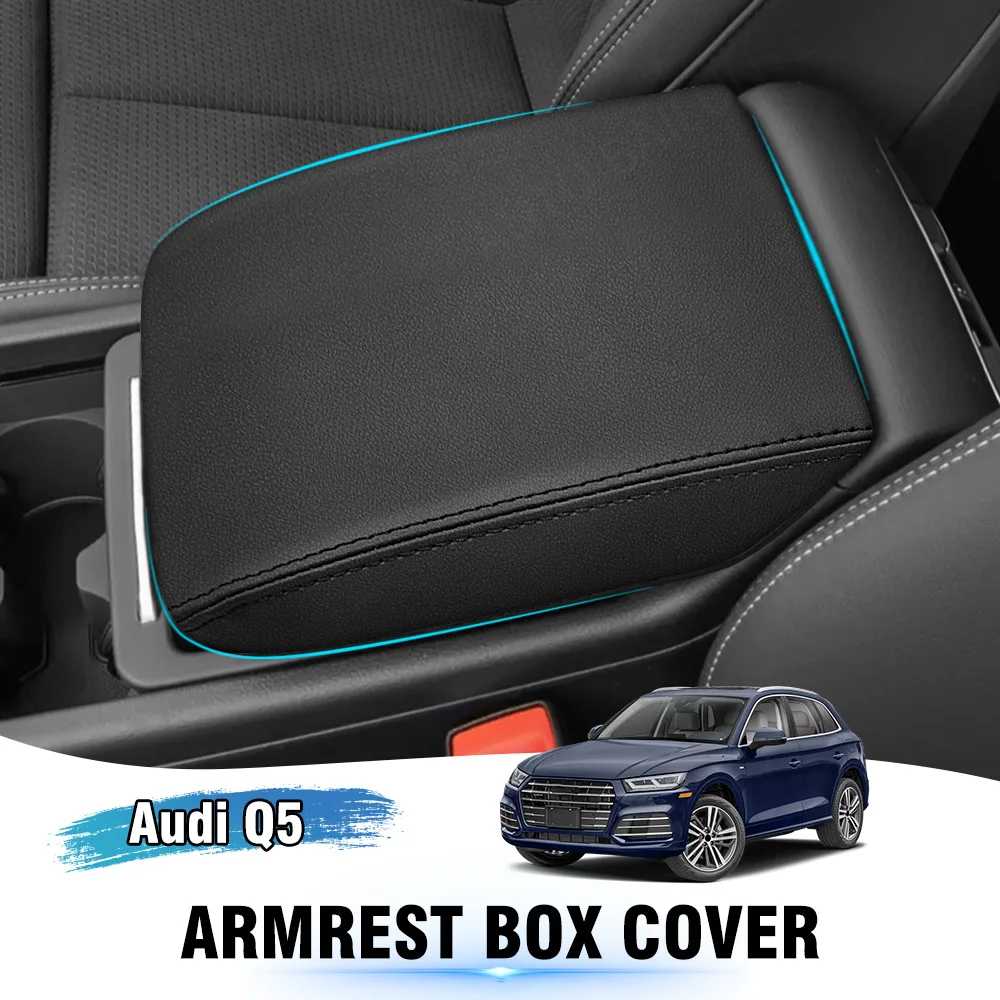 Center Console Cover Armrest Box Covers PU Leather Protector For Audi Q5 2018 2019 2020 2021 2022 2023 Decor Accessories