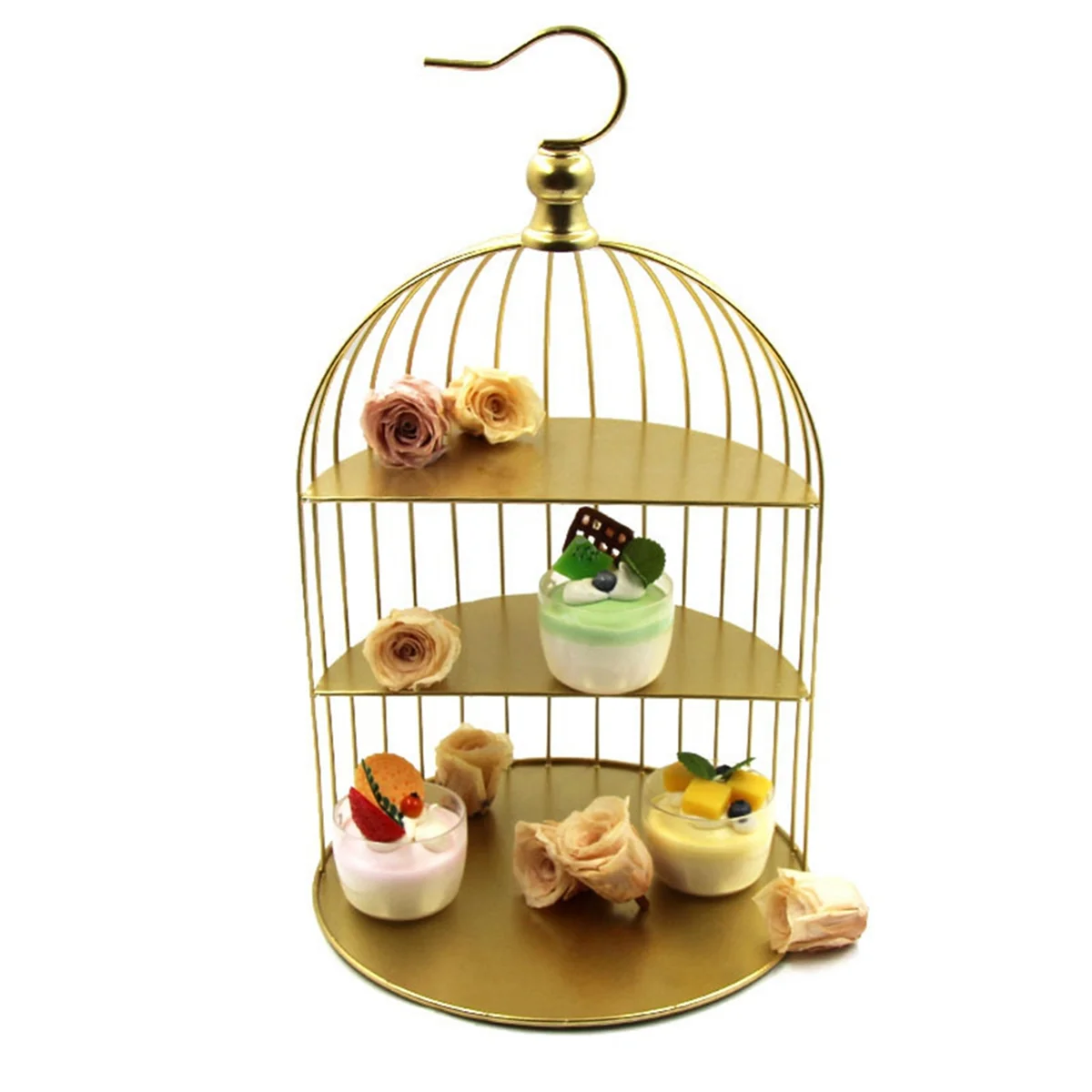 Bird Cage Cake Stand,3- Tier Metal Bird Cage Cupcake Cake Stand,Dessert Display Stand for Cupcake Pastry,Cake Storage