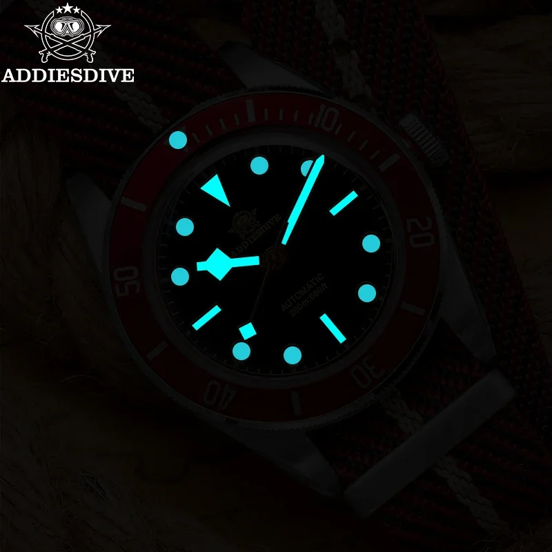 ADDIESDIVE Diving Mechanical Watch Blue Luminous Sapphire Analog Watch Stainless Steel Waterproof Automatic Wristwatches for Men