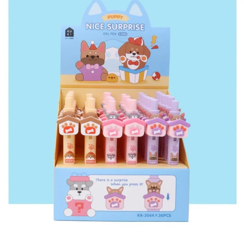 

24 шт./лот Kawaii Dog Press гелевая ручка милые 0,5 мм черные чернила нейтральные ручки рекламный подарок офисные школьные принадлежности