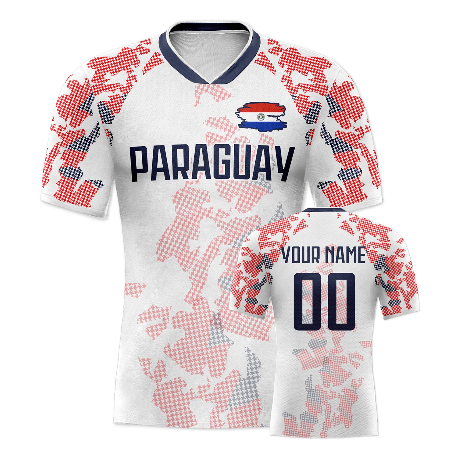 Custom Paraguay Soccer Jersey Personalized Name Number, National Team Football Shirt Flag Design for Men Kids Women view 4