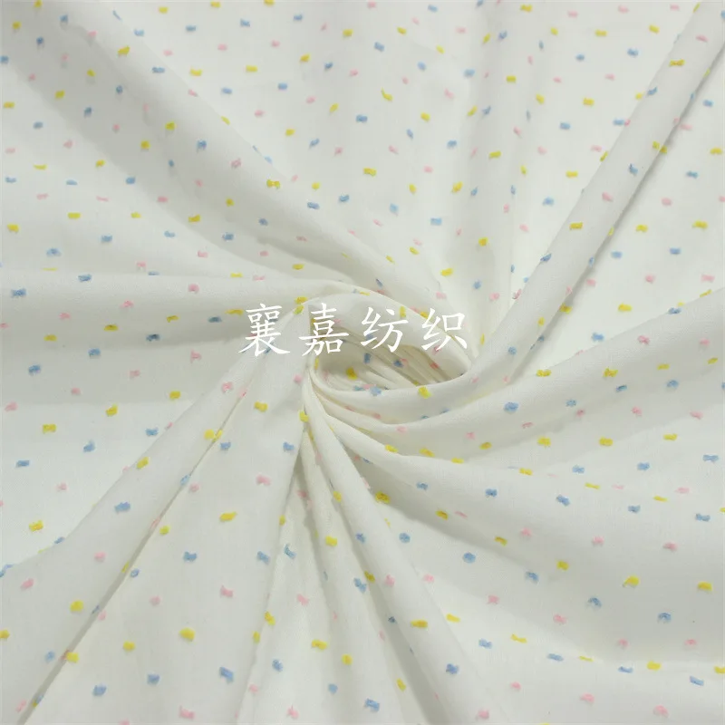 Cotton Color Woven Flower Cut and Dot Fabric for Spring and Summer Children's Clothing, Fresh and Fresh Women's Clothing Fabric