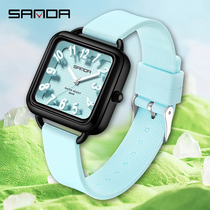SANDA Fashion Light Luxury Elegant Men Women Quartz Watch Minimalism Stereo Dial 50M Waterproof Sports Men Lady Student Watches