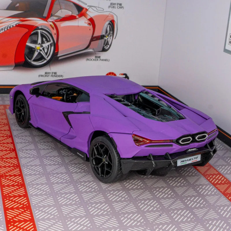 

1: 24 Simulation Lamborghini Big Bull Supercar Model Car Ornament Collection Sound and Light Open Door Children's Toy