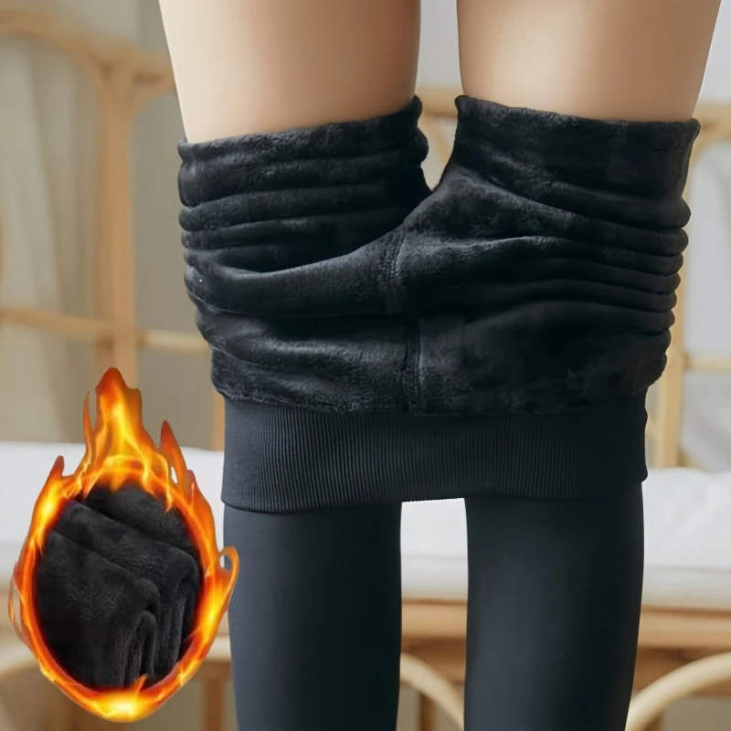 

Women Winter Thick Fleece Lined Tights Thermal Leggings Stretchy High Waist Slim Pantyhose Velvet Leg Warmers