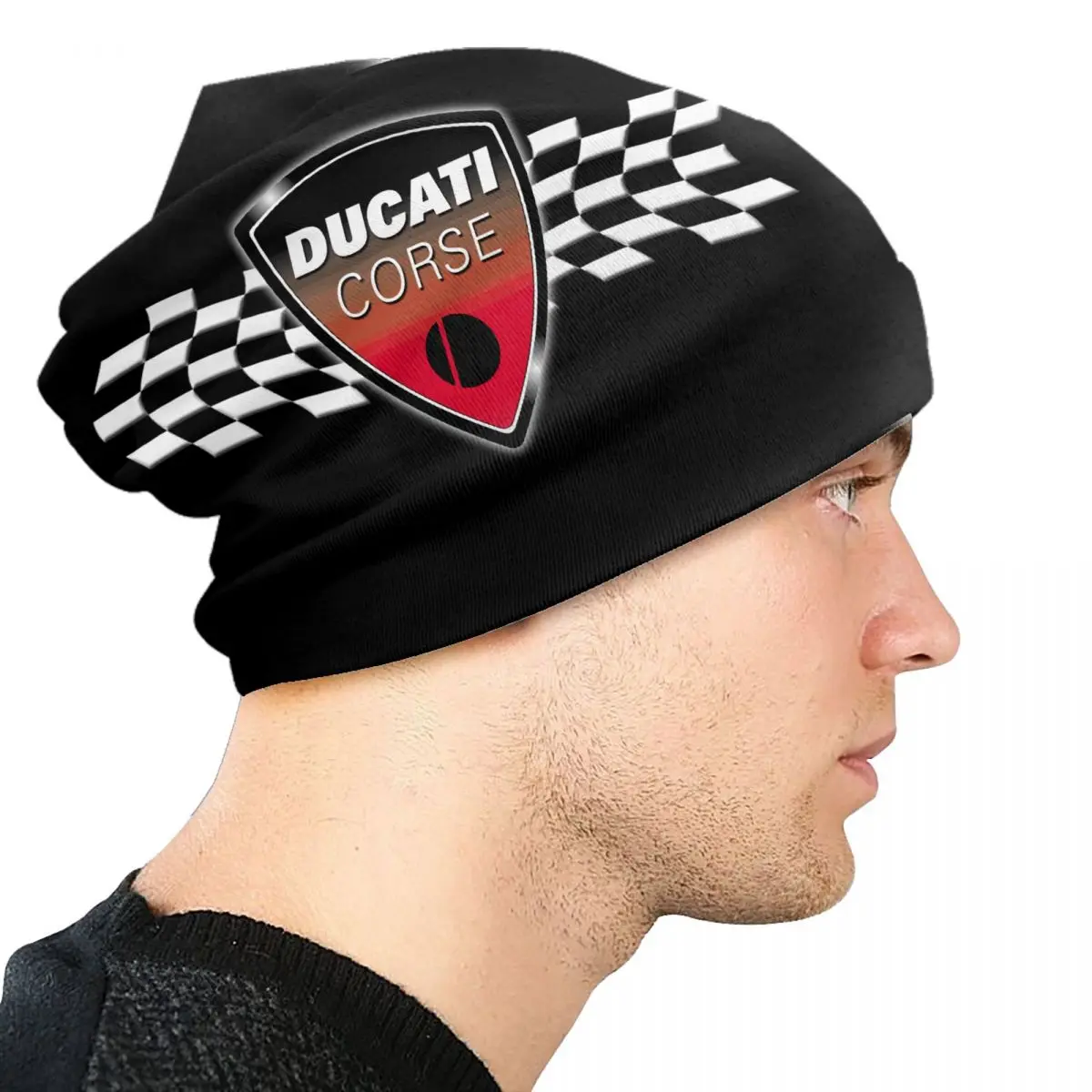 Benutzerdefinierte Ducatis Motorrad Beanie Cap Winter Warme Motorhaube Femme Stricken Hüte Fashion Outdoor Ski Beanies Hüte Für Männer Frauen