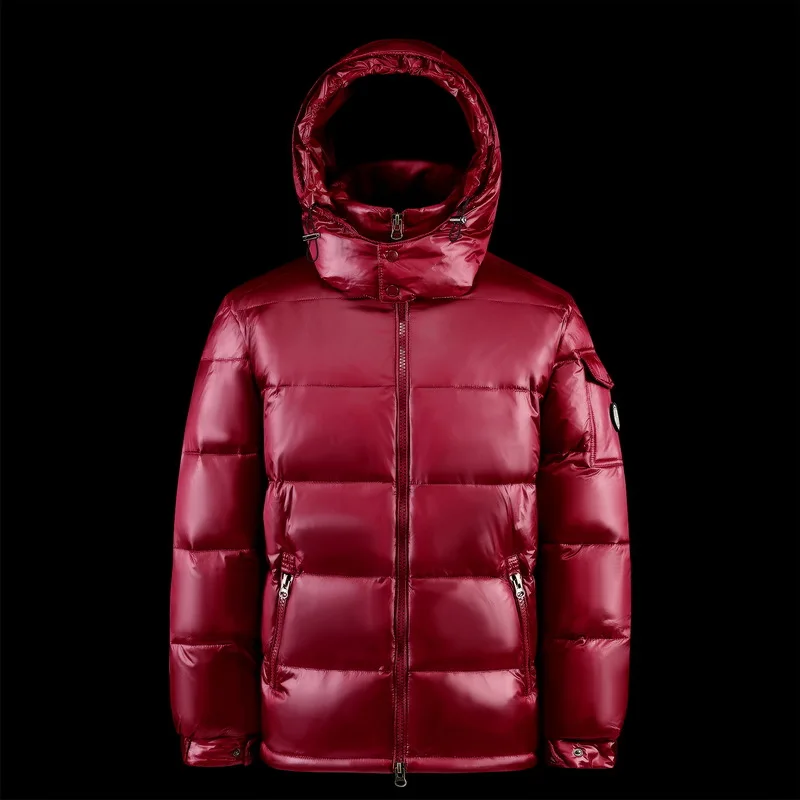 New 2025 autumn and winter men's shiny hooded down jacket Korean street wear casual down jacket men's warm and fashionable