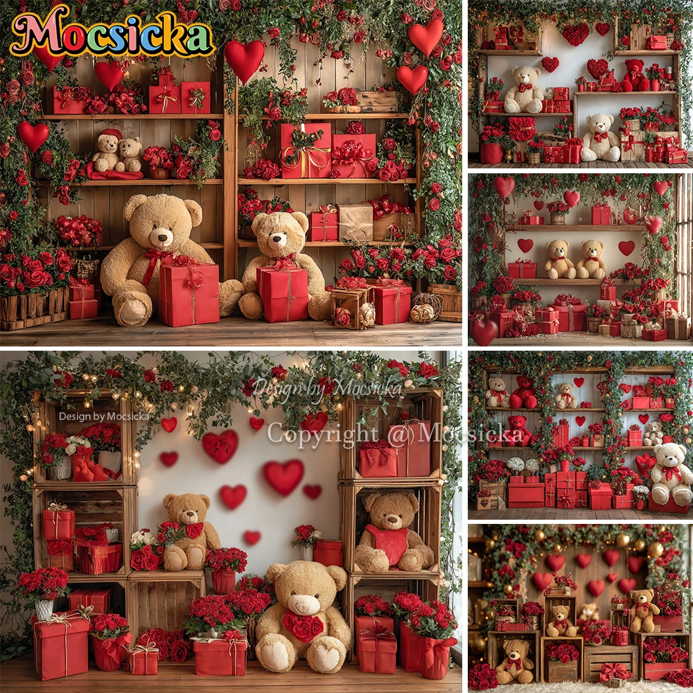 Toys Background For Kids - Mocsicka Valentine's Day Red Background Photography