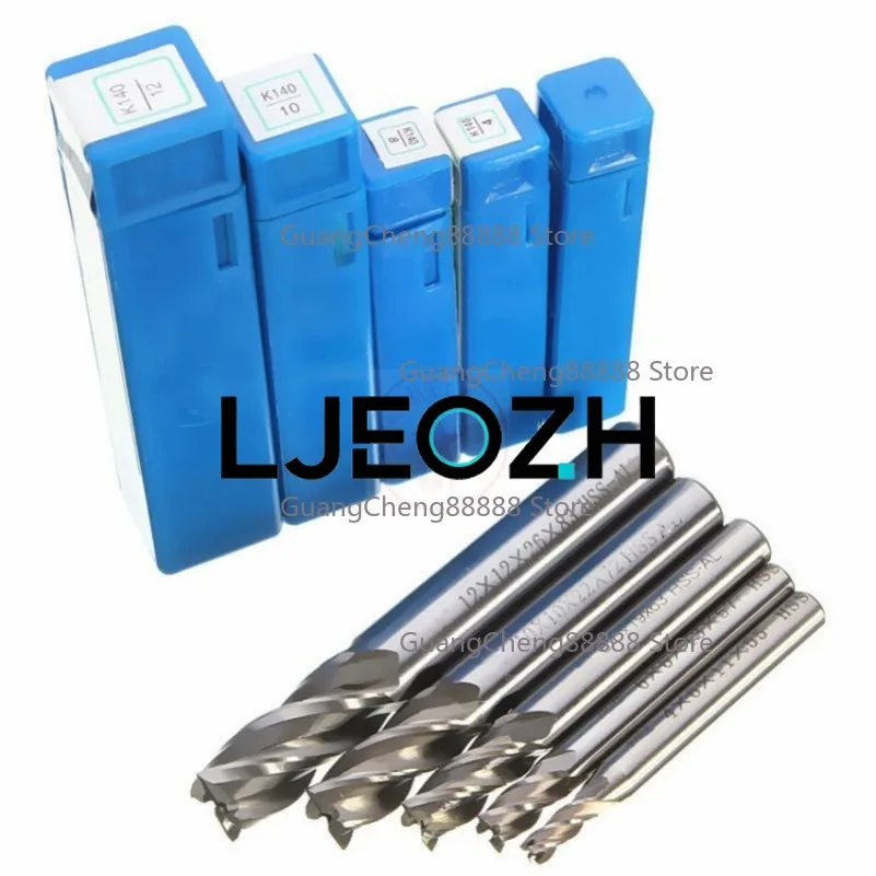 4-Blade Southwest White Steel Milling Cutter 5 Set HSS High Speed Steel Straight Shank End Mill 5pcs Metal Drill Bit Gong Cutter