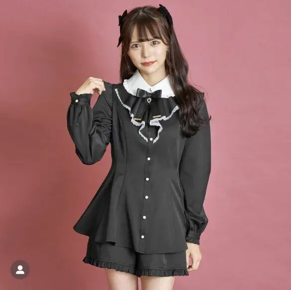 

Lolita Style Long Sleeve round Neck Lace Sc Set Mass Production Type Machine Washable Fashion Set for Women Spring Season