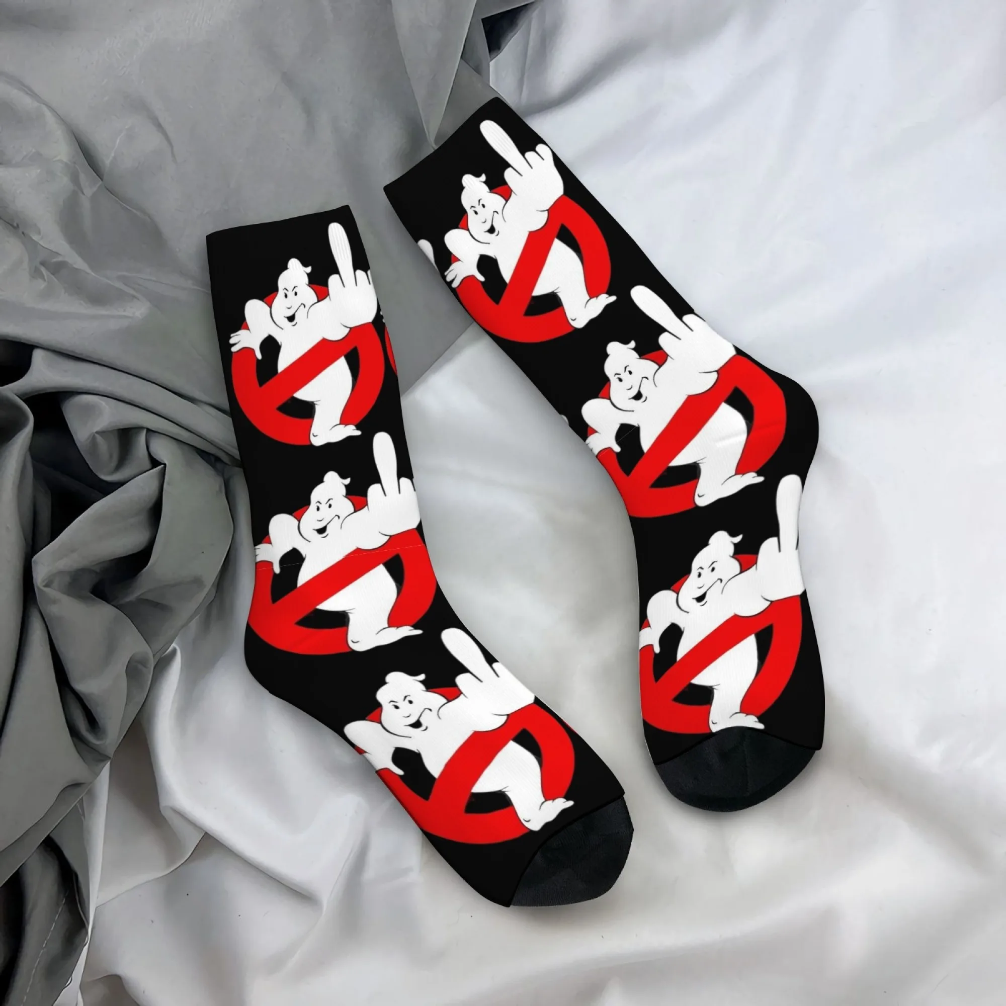 Cute Cartoon Ghost Print Men's Mid-calf Socks Quirky and Trendy Street Style Soft Comfortable and Breathable for Outdoor Use