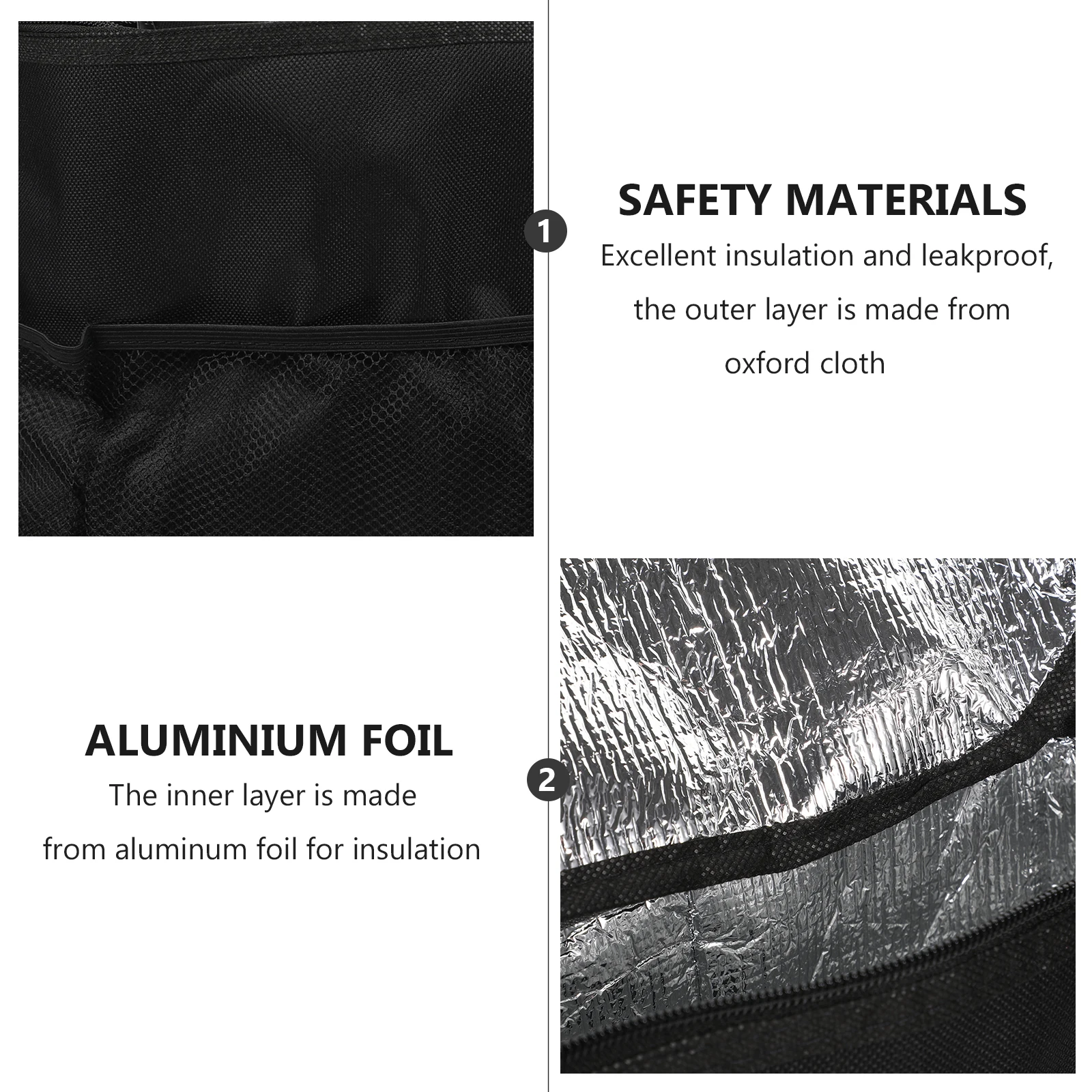 

2 pcs Insulation Oxford Cloth Leakproof Backpack Aluminum Foil Insulation Wide Opening Detachable Shoulder Strap Hand Strap