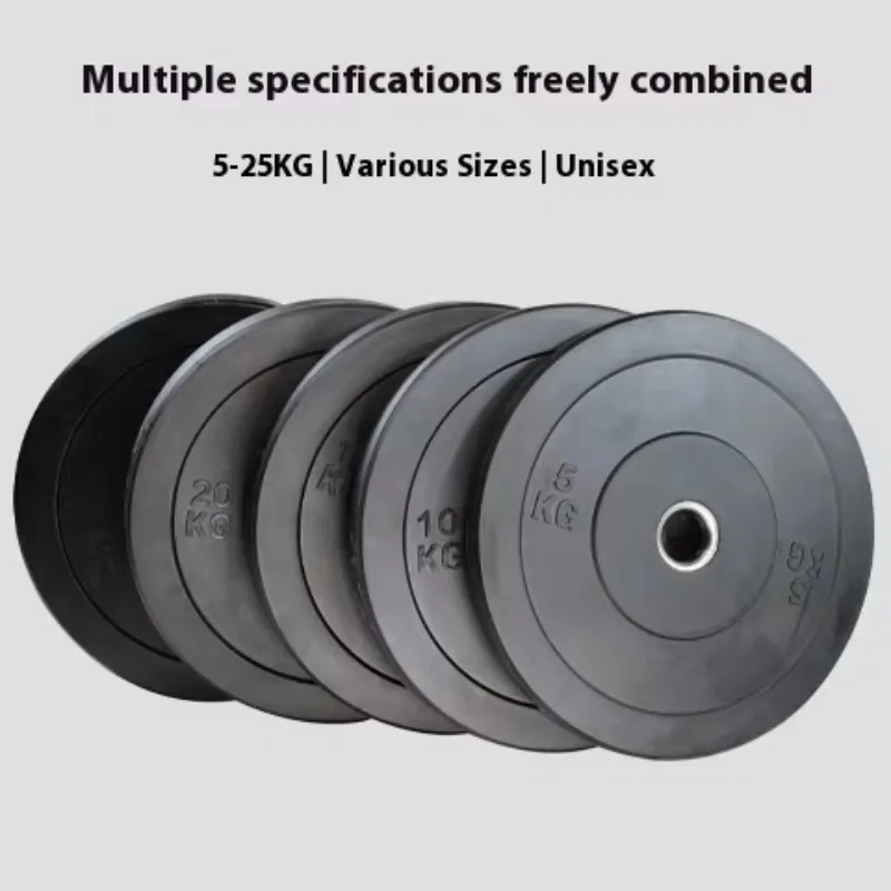 Placas de parachoques de goma completas, barra de sentadillas de competición de gran agujero para gimnasio