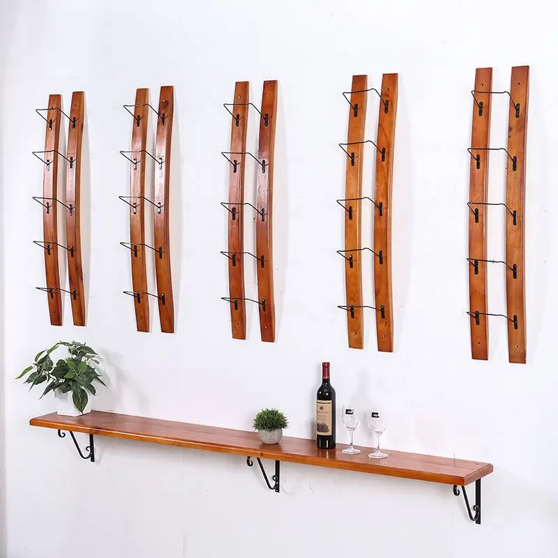 

Wooden Wall Cocktail Holders Red Wine Mounted Display Bar Wine Rack Decorative Racks Storage Wine Holder Restaurant