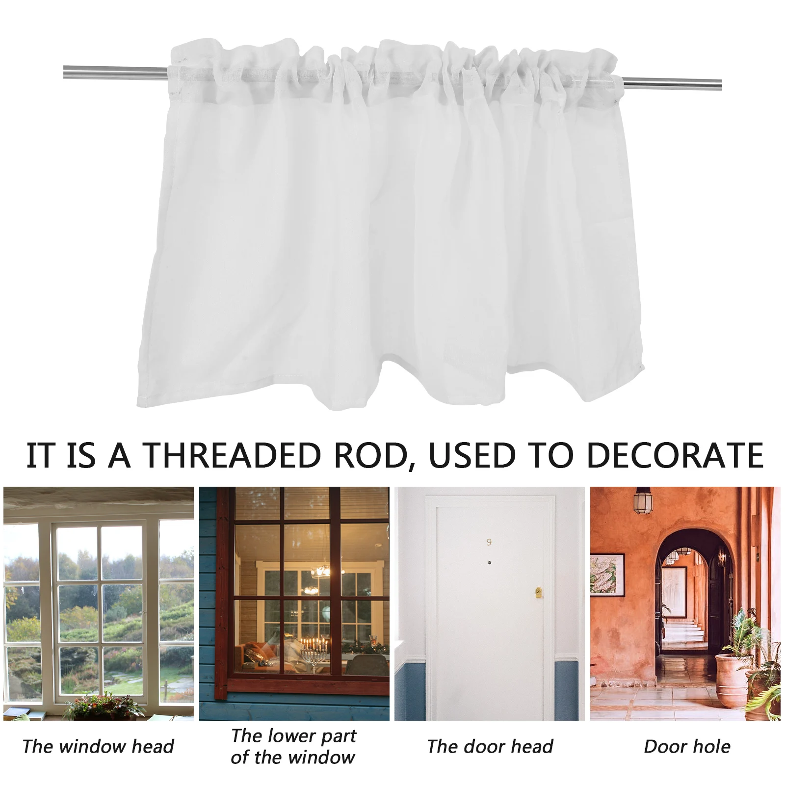 

1Pcs Delicate Window Curtain Plain Color Drape for Bedroom Basement Room Light Filtering Home Decor Short Drape