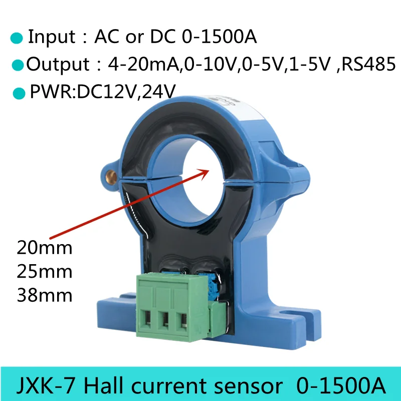 JXK-7 AC/DC Current Sensor 4-20mA 0-10V Output 20mm 25mm Hole Open Loop Split Core Transducer