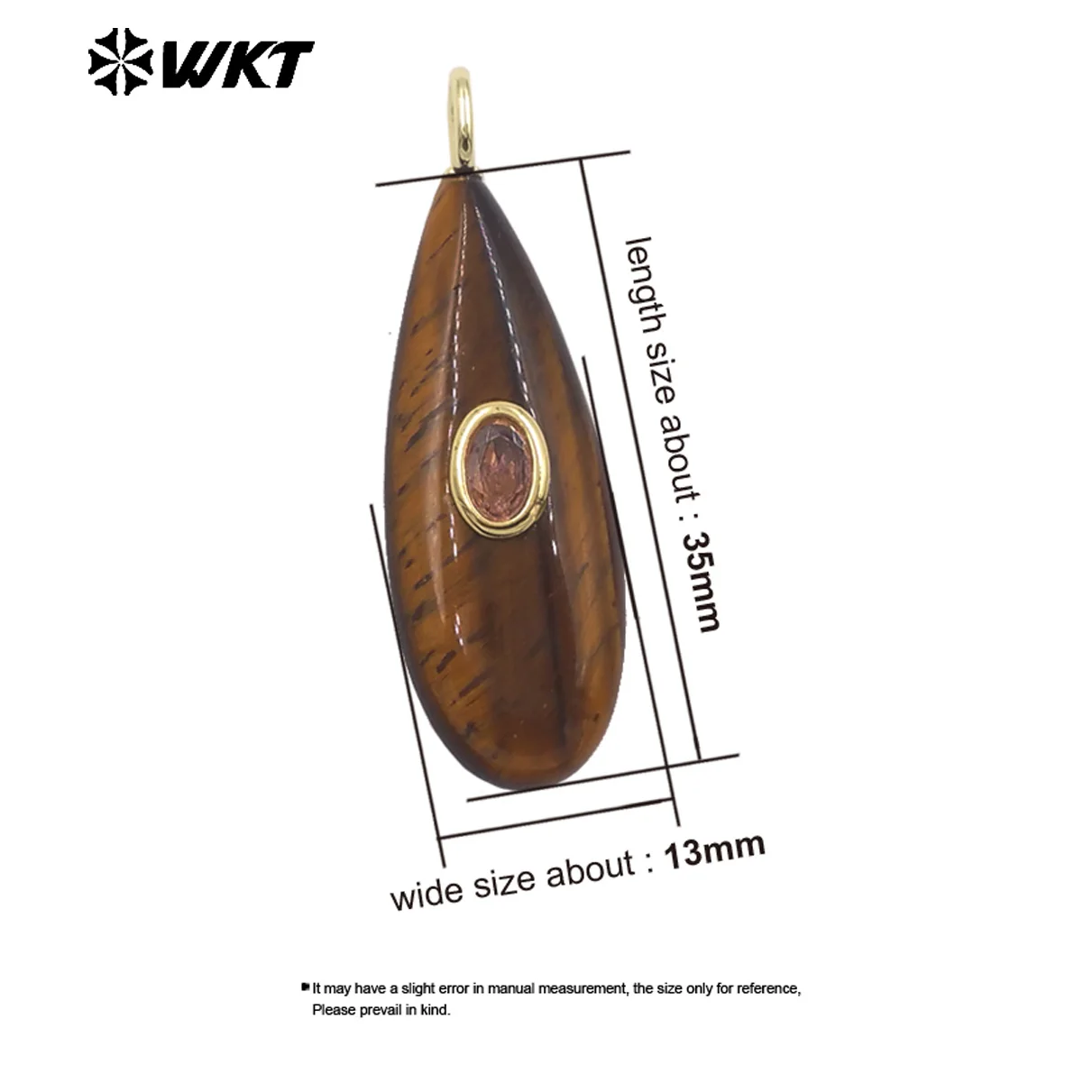 

WT-P2065 Slender Water Drop Shape Tiger Eye Amozonite Colored Gemstone Pendants Zircon Paved Jewelry Findings