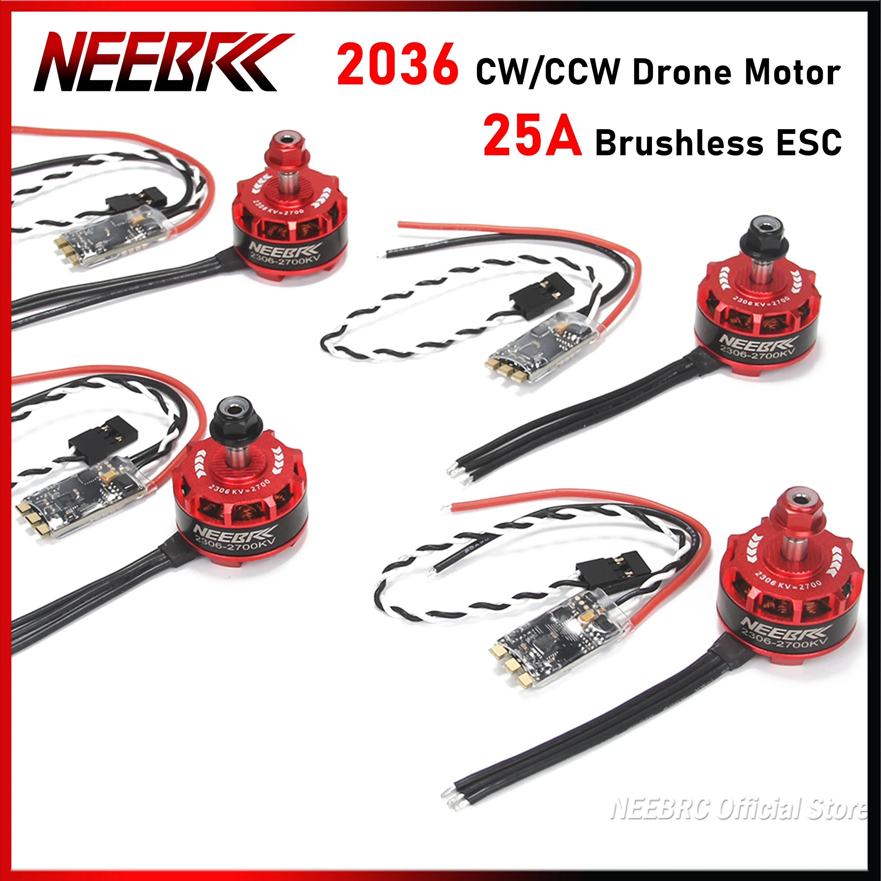 

4 шт. NEEBRC 2306 бесщеточный двигатель CW/CCW 25A ESC 2-4S для радиоуправляемого гоночного дрона Multirotor QAV250 Eachine Wizard X220 280 Вертолет