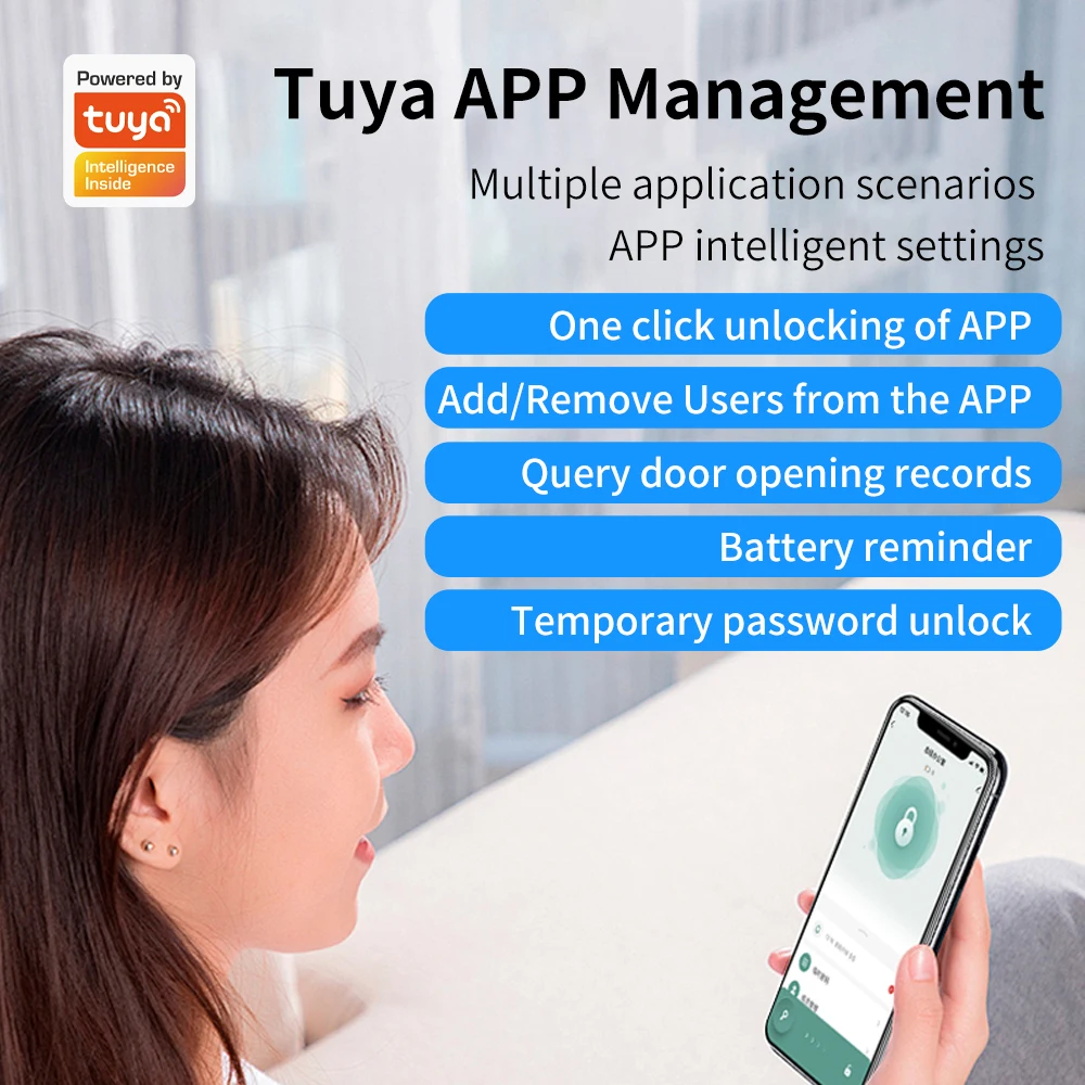 Support Tuya App Q50 Waterproof Smart Fingerprint Door Lock Bluetooth RFID Card Digital Door Lock Keyless Door Lock Remote Lock