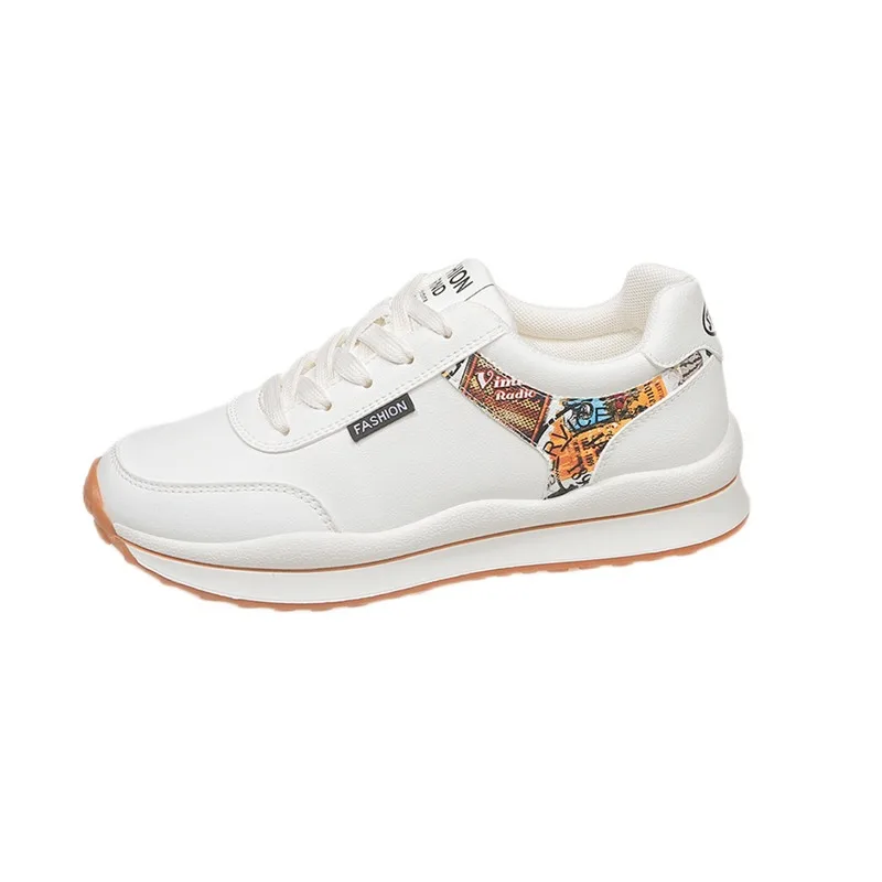 

Ladies New Style Trendy Casual Shoes Lace-up Flat-soled Color Matching Vulcanized Shoes Women's Tennis Running Thick-soled Shoes