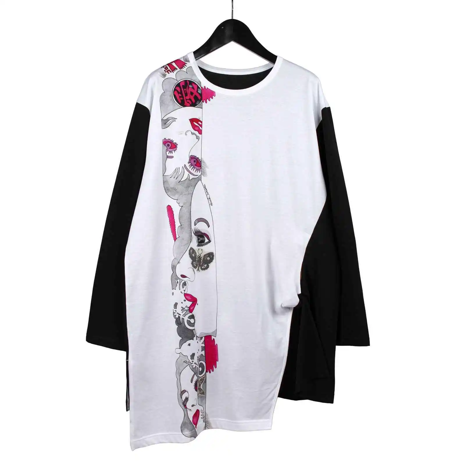 

YOJI OOAK original dark linen loose top jacket design with unique material splicing fabric decoration jacket