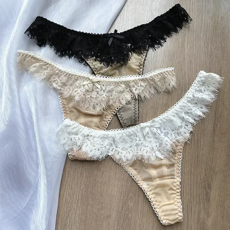 String sexy en coton pour femme, culotte de tentation, caleçon bas en dentelle, string E-Bikini, cadeau de rendez-vous d'anniversaire