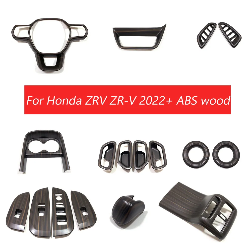 

For Honda ZRV ZR-V 2022 2023 2024 Wood Grain Look Trim Car Full Sets Interior Accessories Decoration Protector Sticker Cover