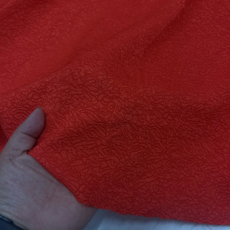 Orange Red Abstract Geometric Bubble Jacquard Fabric Chinese Style Fashion Jacket Decoration Ancient Costume Dress Fabric