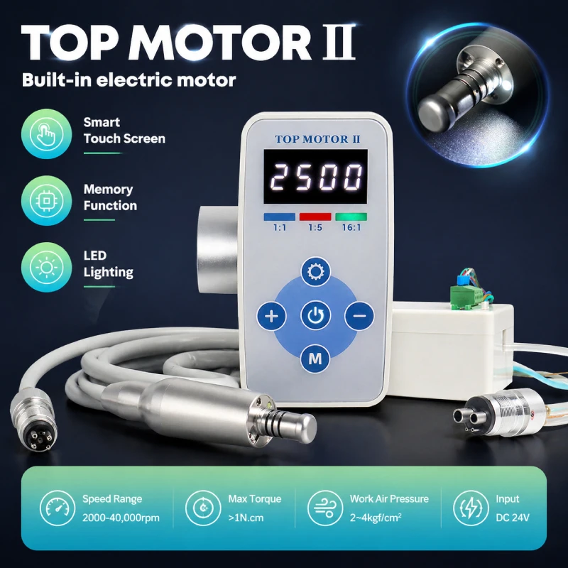 

Dental Built-in Electric Brushless Motor with LED Fiber Optic Smart Touch Screen 1:5/1:1/16:1 Ratio for Dental Chair Lab Surgery