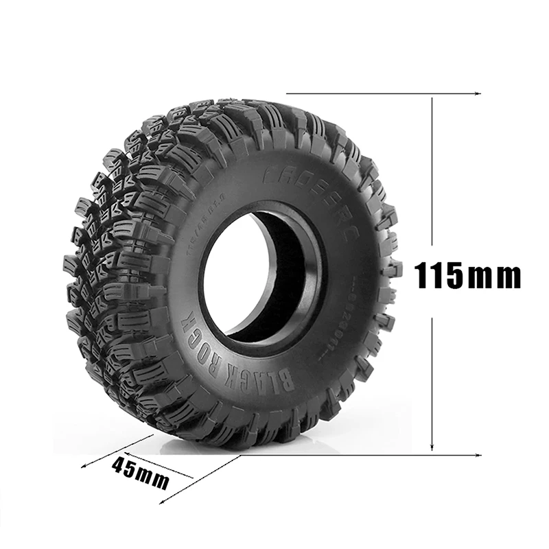 RC 4pcs 1.9 Inch Rubber Tyre 115 * 45mm for 1/10 Rc Crawler Car Trax Trx4 Axial Scx10 Wraith Scx10 Yikong Rgt Wrangler 1.9 Wheel