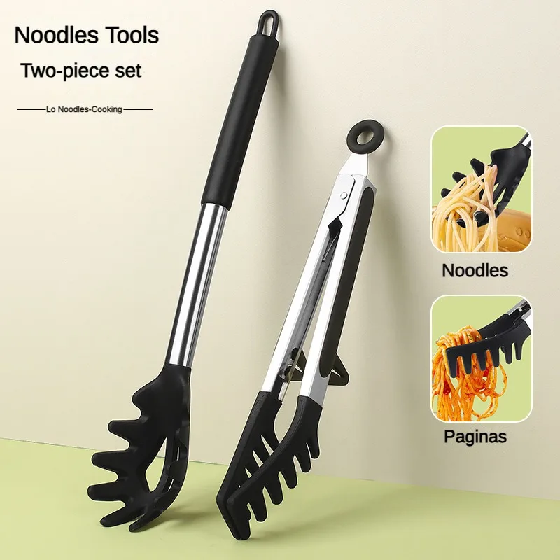 1/2Pcs Tongs Silicone Food Tongs Non Stick Cooking Serving Tongs For BBQ Salad Steak Pasta Spaghetti Noodles Spaghetti Spoon