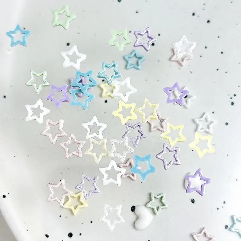 50Pcs Dopamine Colored Minimalist Stars Nail Charms Sparkling Hollowed-out Pentagram Resin Nail Art Decorations DIY Nails Parts