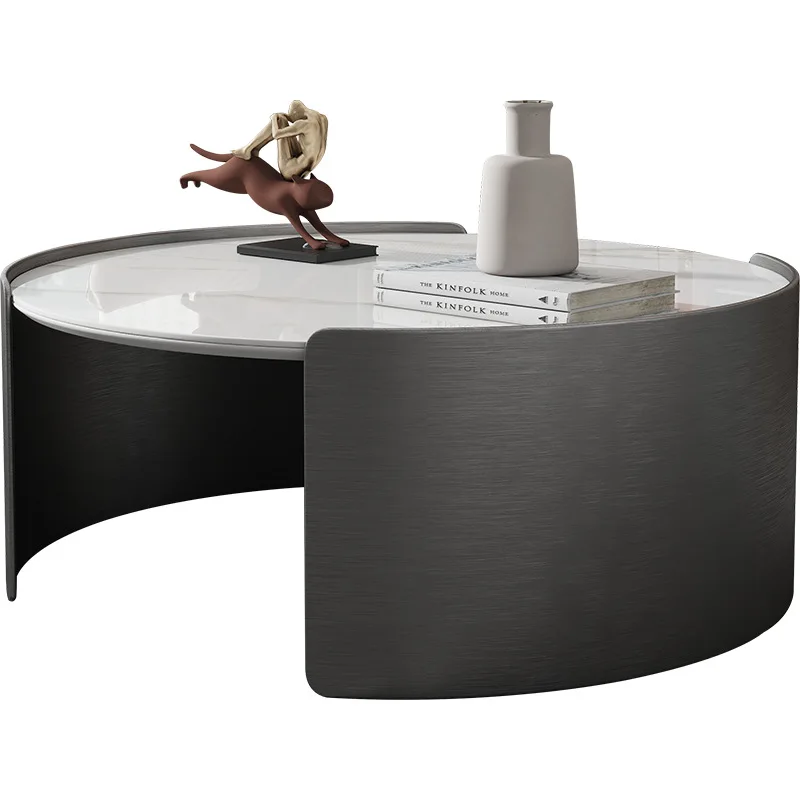 

living room household rock slab coffee table TV cabinet modern simple small apartment round coffee table furniture