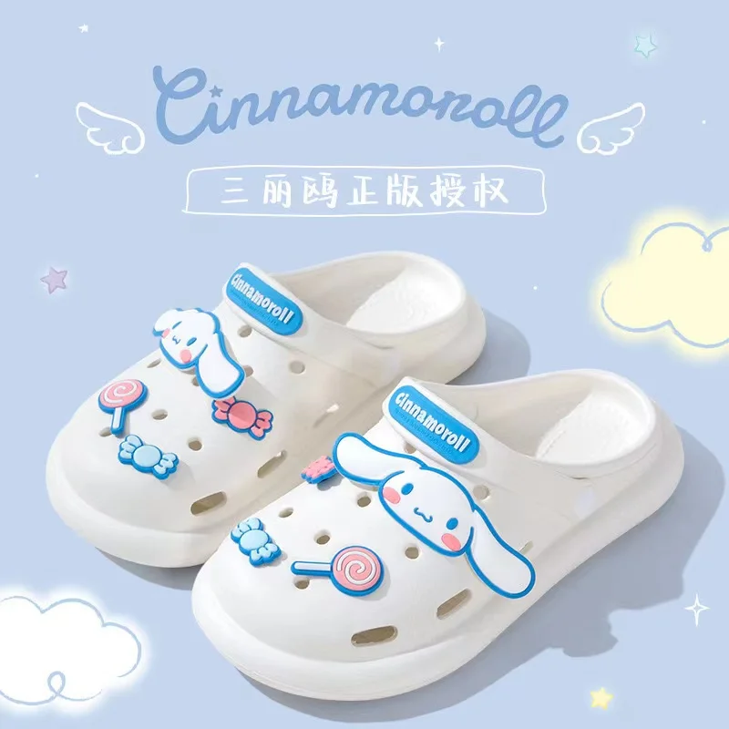 Sanrio Hello Kitty Flat Shoes Y2k Cinnamoroll Sweet Summer Sandals New DIY Shoes Women Outdoor Home Soft Slippers Luxury Design