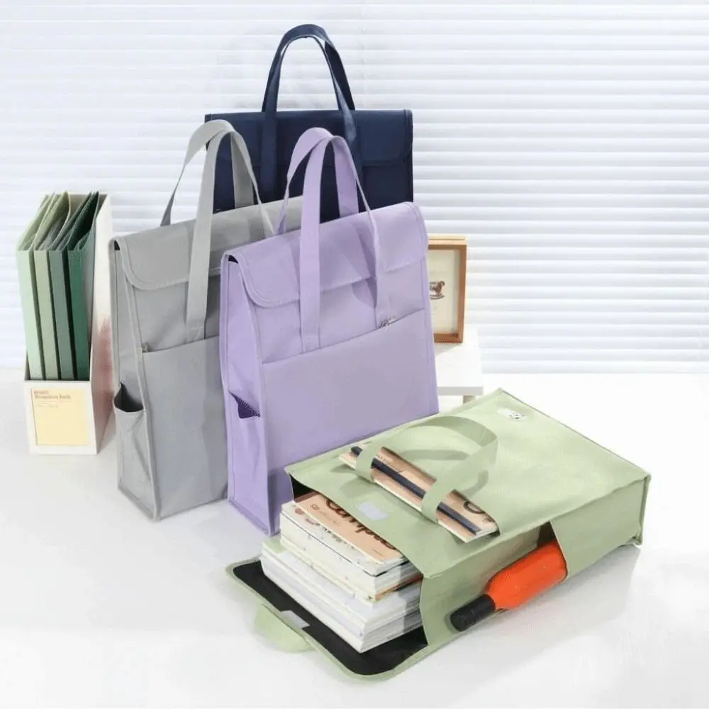 Durable Tote Bag Double-Layer Multiple Pockets Student Tutorial Bag Oxford Cloth Large Capacity Shoulder Handbag Girls Gift