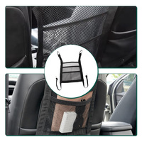 3-Layer Car Front Mesh Organizer Between Seat Backseat Mesh Storage Net Pocket Handbag Tissue Purse Holder Black Universal