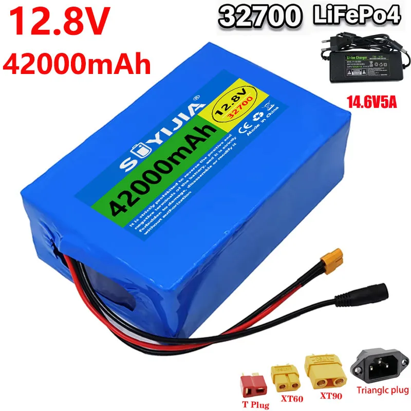 12.8V 42Ah Lifepo4 Battery Pack 32700 4S6P Built-in BMS 40A for 12.8V Boat Electric Power Supply Kid Toy Cars +14.6V 5A Charger
