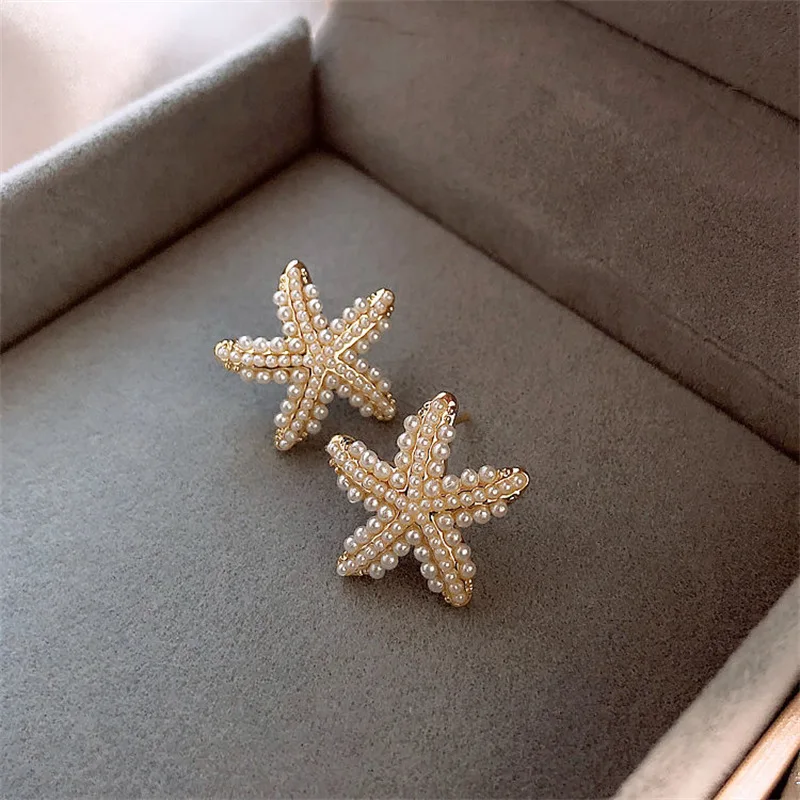 New Starfish Imitation Pearl Dangle Earrings for Women Temperament Exquisite Design Earring Charm Party Gift Fashion Jewelry New image 3