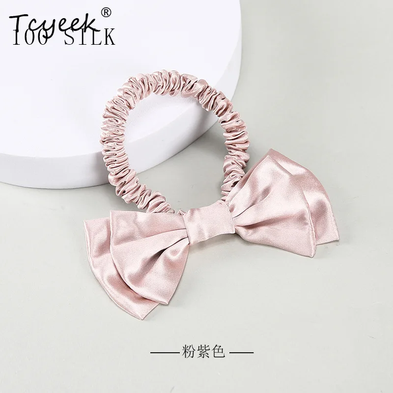 

Tcyeek 16MM 100%Real Silk Girl Butterfly Tied Hair Rope Cross Border New 1cm Hair Ring Gift Soft Elegant Four Seasons A3N112QC