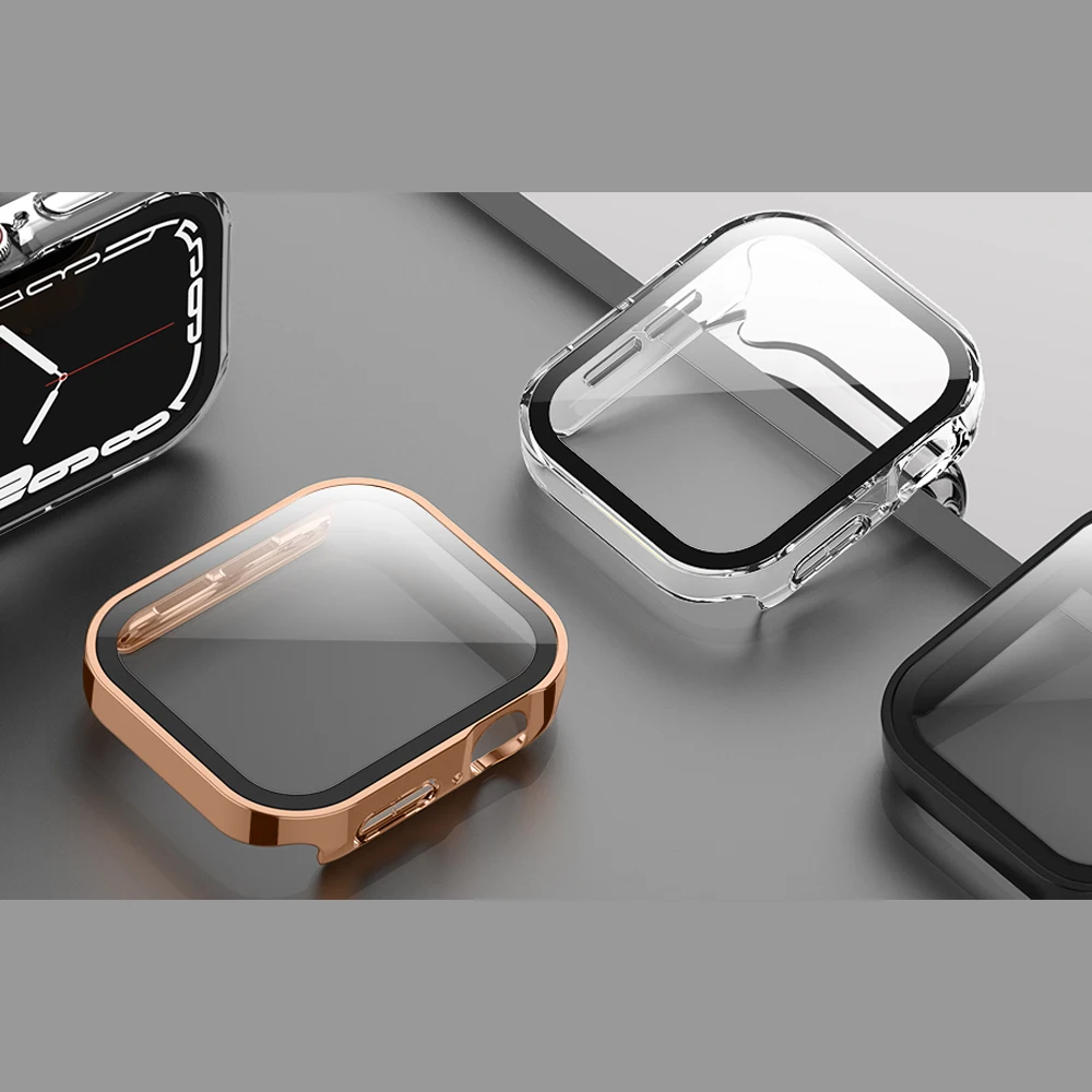 Untuk Casing Apple Watch 11 10 46mm 42mm Pelindung Layar Aksesoris Kaca Tempered Penutup Bumper Keras iWatch Seri 11 Pelindung