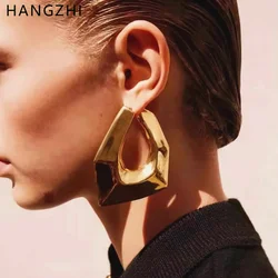 HANGZHI Exaggerated Metal Irregular Geometric Large Earring for Women Europe And America Personality Party Retro Jewelry Gifts