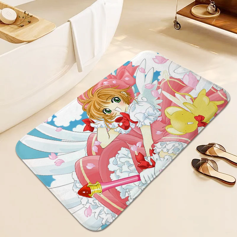 

Door Mat for Bathroom House Interior Entrance Mat Sakura Card Captors Funny Doormat Anime Rug Living Room Carpet for Bedroom