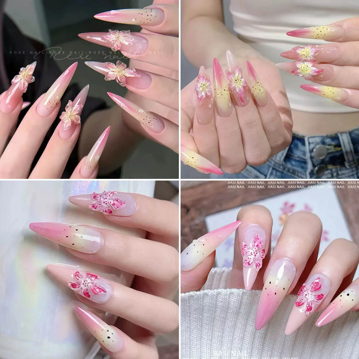 1 กล่อง ดอกไม้เรซิ่นสามกลีบหลากสี ประกายวิบวับ สำหรับตกแต่งเล็บ ขายดี ลายดอกไม้ประดับเล็บ DIY