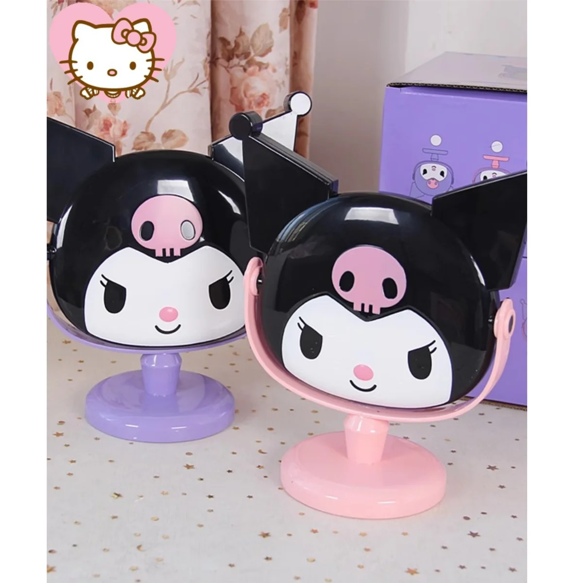 Kuromi-Espejo de mesa para niños, tocador de escritorio, maquillaje, estudiante, chica, anime, regalo de cumpleaños, Corea