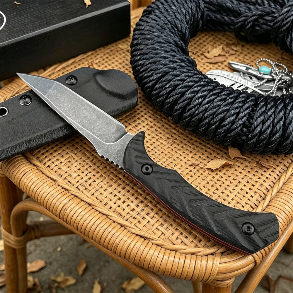 

Premium D2 Steel Fixed Blade Survival Knife, Rugged Outdoor Camping Hunting EDC Cutting Tool with Kydex Sheath