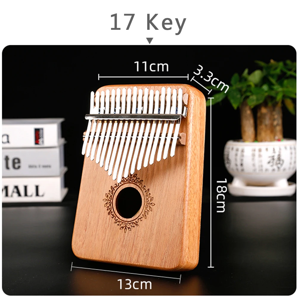 Kalimba-instrumento de música de madera de caoba para niños, Piano de dedo portátil, 17 teclas, regalos