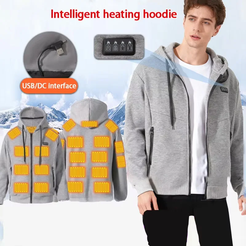 23 Areas Smart Heated Hoodie Couple Style Outdoor Wear Constant Warmth Unisex Electric Heating Sweatshirt Winter Heated Jacket ﻿ - view 2